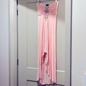 Sky brand maxi dress XS pink high low jewels high-low strapless formal casual